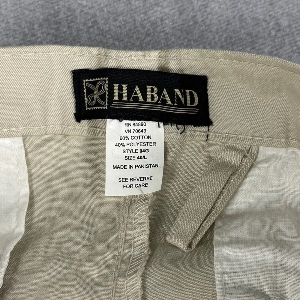 Haband Chino Flat Front High Rise Khaki Pants Mens 40 Beige Cotton Blend